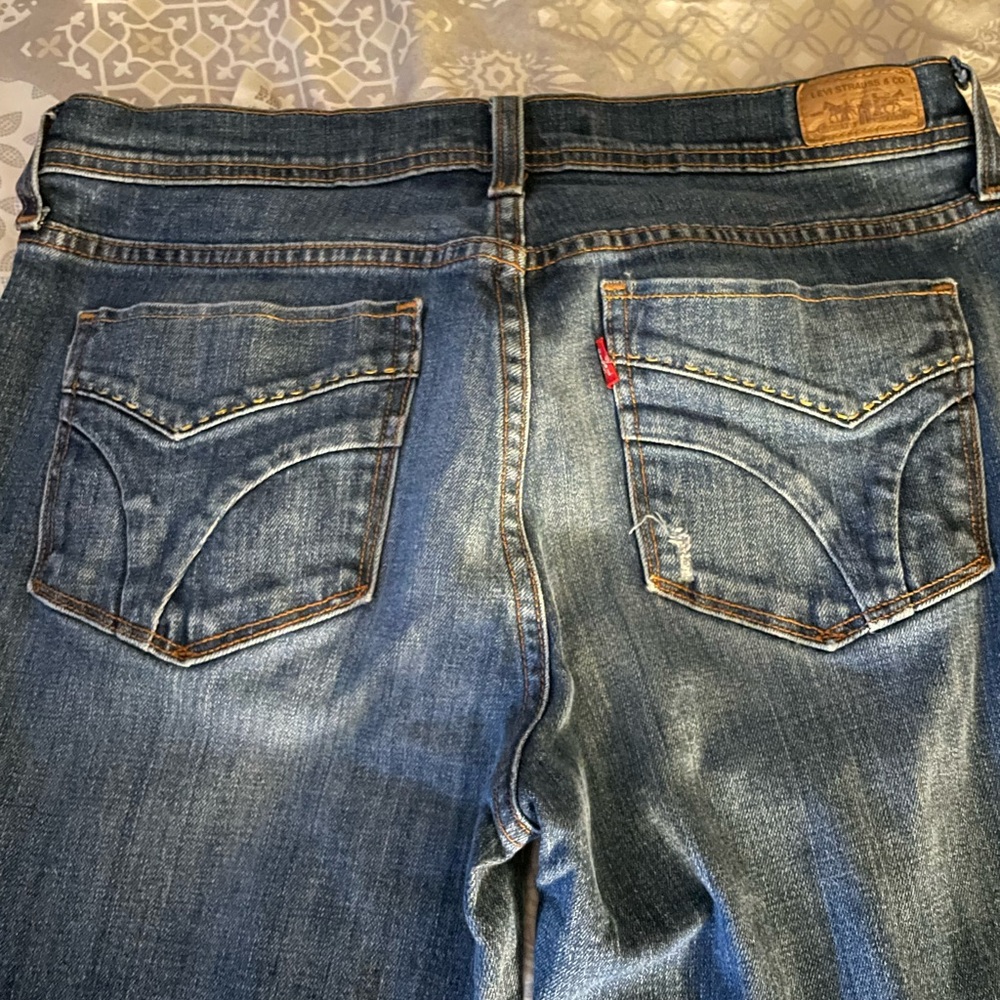 Levi Strauss Brand 505 Straight Leg medium stonewashed Denim Blue Jeans size 8